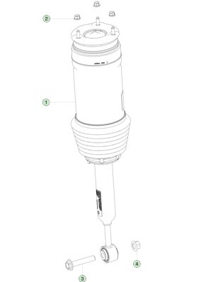 Πίσω προσαρμοστική ατμοσφαιρική ελαστική μονάδα δεξί χέρι 1027067-00-D αλουμίνιο